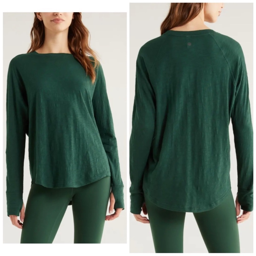 NWOT Zella Relaxed Washed 2.0 Long Sleeve Slub Tee, XS